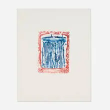 Framed Waterfall by Pat Steir, 1991, color soap ground aquatint with sugar lift and spitbite, sold Dec 2024
