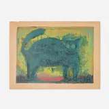 Gato (Green Cat) by Rufino Tamayo, 1959, lithograph in colors on Arches, sold Dec 2024