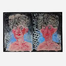 Jim Dine, A Double Feature, 1983, woodcut with hand-painting
