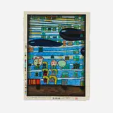 Friedensreich Hundertwasser, Song of the Whales, 1979, woodcut in colors on Japon