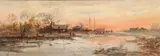 Untitled by American School, RIVER VIEW AT SUNSET IN WINTER, oil on board, sold Jul 2009
