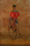 Rudge Bicycle 1884 by American School, Oil on panel C, sold Jul 2009