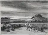 Percy Hagerman, Horse and Rider in Western Landscape, Lithograph