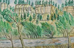 Lyman Smith, Mountainous Landscape, Watercolor and gouache