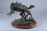 Hj Ravandi, Man Falling Off Horse, Bronze C - height: 13 1/2 in