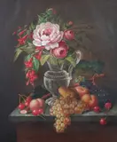 Gogler, Still Life with Fruit and Flowers, Oil on canvas C