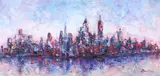 Dumitru Danielopol, Crimson City, Oil on canvas