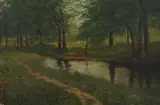 Charles C. Stotesbury, Path by the Stream, Oil on board