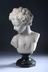 Ferdinando Vichi, Amore, Carved white marble, on a green marble socle