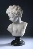 Ferdinando Vichi, Amore, Carved white marble, on a green marble socle