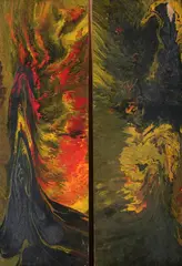 Fred Karl Scheibe, THE ANTI-CHRIST and THE PROPHETESS, each signed, Oil on masonite