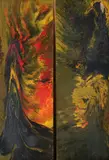 Fred Karl Scheibe, THE ANTI-CHRIST and THE PROPHETESS, each signed, Oil on masonite