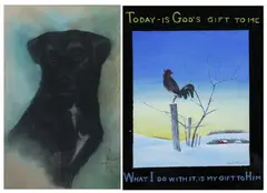 Wes Morley, Rooster Crowing, Pastel