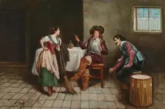 C. Costa, The Pretty Barmaid, Oil on canvas