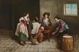 C. Costa, The Pretty Barmaid, Oil on canvas