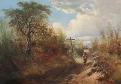 Clarence Roe, The Roadside Crucifix, Oil on canvas