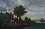 Fishermen at End of Day by Dutch School, FISHERMEN AT END OF DAY, oil on canvas, sold Jul 2009