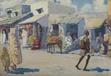 Charles W. Furlong, Street Scene in Tangier, Watercolor