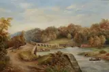 Mary L. Bull, Spring Landscape with Ferry Crossing, Oil on canvas