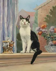 Bertrand Wymer, Mike on the Windowsill, Oil on canvas