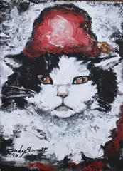 Judy Barrett, Mike the Magicat, Oil on canvas board