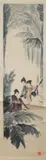 Fu Baoshi, Untitled, FEMALE MUSICIANS, ink and color on paper scroll