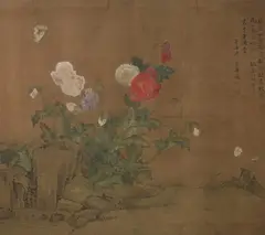 Wu Qiuyu, Butterfly and flowers, Butterfly and flowers, ink and color on silk, signed