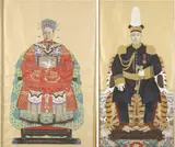 Anonymous, ANCESTOR PORTRAITS, two ink and color on paper scrolls, ANCESTOR PORTRAITS, two ink and color on paper scrolls