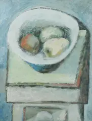 Soliar, Table Top Still Life with Pears, Gouache