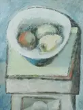 Soliar, Table Top Still Life with Pears, Gouache