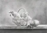 Pears in Wicker Basket by John Whalley, Pencil, offered Sep 2009