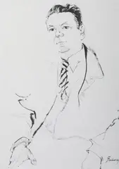 Don Bachardy, Portrait of Robert Cecil Romer "Robin" Maugham, 2Nd Viscount Maugham, Graphite on paper