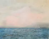 J. Eugene Gardner, Sailboat Under Pink Sky, Pastel.