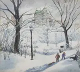 Henry A. Miller, Central Park in the Snow, Watercolor