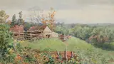 Walter Paris, Old Farm on Hilltop, Watercolor on prepared artists' board