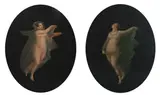 FLOATING MAENADS: TWO WORKS, after the antique wall paintings at Pompeii by Italian School, Oil on board, offered Sep 2009