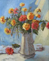 A. Peckham, Still Life with Vase, Oil on canvas