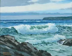 Herbert Foerster, Rocky Coast with Breakers, Oil on board