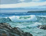 Herbert Foerster, Rocky Coast with Breakers, Oil on board