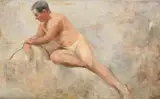 Male Nude by American School, MALE NUDE, oil on canvas, offered Sep 2009