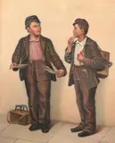 H. Frankenberg, Shoeshine Boys, Oil on canvas