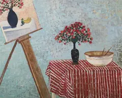 Kogan, Still Life with Easel, Oil on board