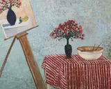 Kogan, Still Life with Easel, Oil on board