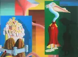 Peter Djordjevic, VIEW FROM THE CEDARS ON A CLEAR DECEMBER NIGHT and PELICAN IN RED COAT: TWO WORKS, first, Acrylic on glass