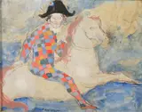 Paul Lucien Dessau, Harlequin Au Cheval, Oil on board