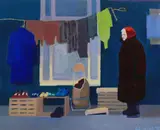 Alice Corbett, The Vender, Oil on board