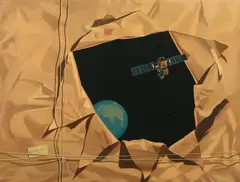 Ernest Albert Land, Space Wrapped in Brown Paper, Oil on board