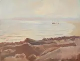 Henri Lavoue, Souvenir de Turminiac Morbihan, Oil on board
