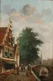 Street View in Amsterdam by Dutch School, Oil on panel, sold Sep 2009