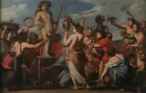 Offerings at the Altar of Bacchus by Continental School, OFFERINGS AT THE ALTAR OF BACCHUS, oil on canvas laid on panel, sold Sep 2009